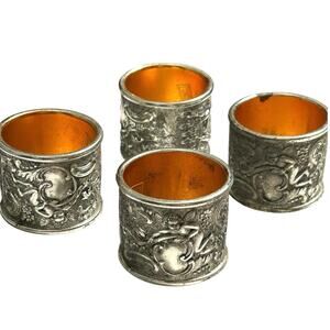Vintage Metal Cherub Angel Intricate Design Napkin Rings Set of 4 Made In India